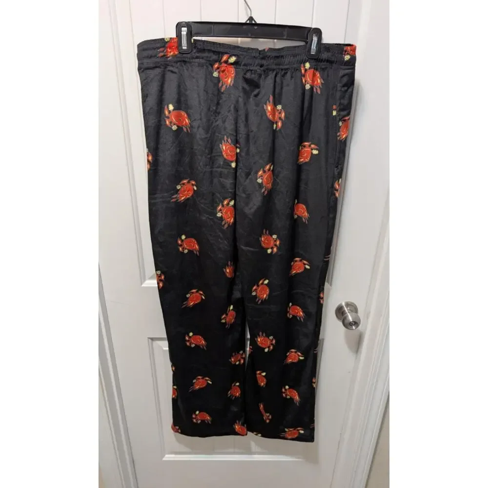 Cheetos Black Red Flaming Hot Soft Pajama Bottoms Lounge Pants Size XL Pockets